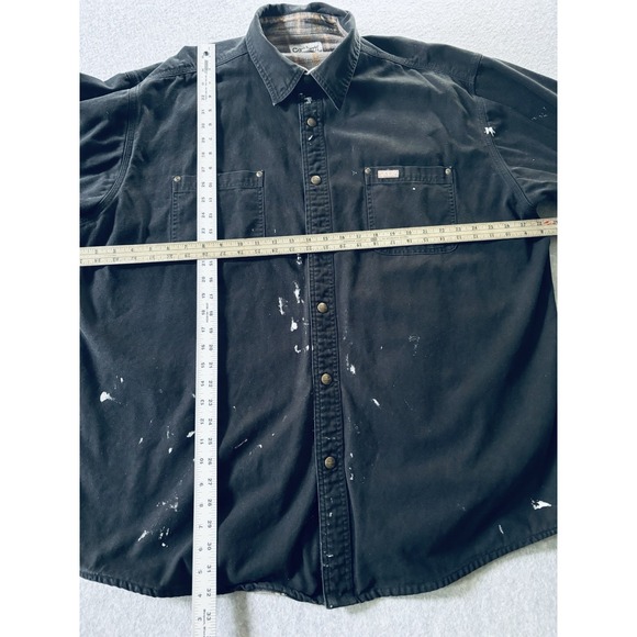 Carhartt S296 BLK Canvas Flannel Lined Snap Shirt Jacket‎ Black  2XL Distressed - Picture 6 of 8